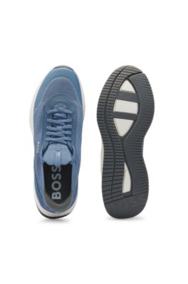 TTNM EVO trainers with knitted uppers and suede trims, Light Blue