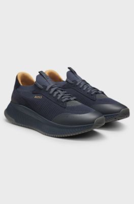TTNM EVO trainers with knitted uppers and suede trims, Dark Blue