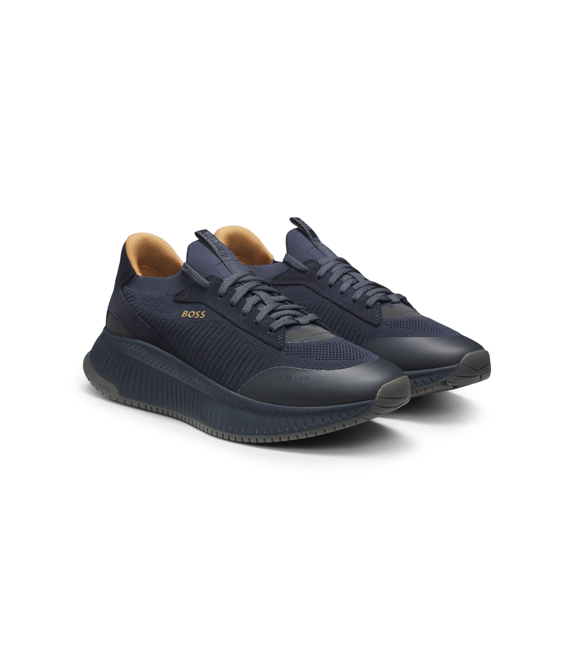 BOSS - TTNM EVO trainers with knitted uppers and suede trims