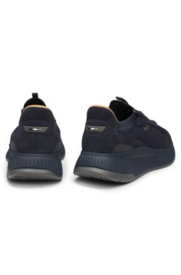 TTNM EVO trainers with knitted uppers and suede trims, Light Blue