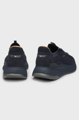TTNM EVO trainers with knitted uppers and suede trims, Dark Blue