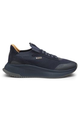 TTNM EVO trainers with knitted uppers and suede trims, Light Blue