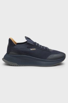TTNM EVO trainers with knitted uppers and suede trims, Dark Blue