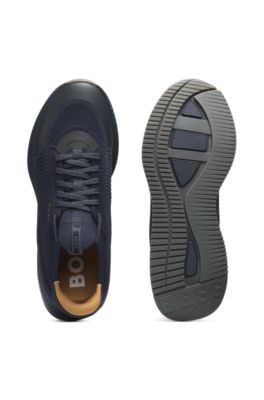 TTNM EVO trainers with knitted uppers and suede trims, Light Blue