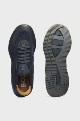 Baskets TTNM EVO avec tige en maille et finitions en cuir su&eacute;d&eacute;, Bleu fonc&eacute;