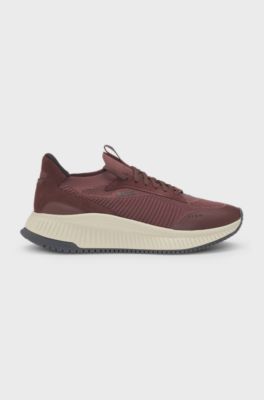 TTNM EVO trainers with knitted uppers and suede trims, Dark Red