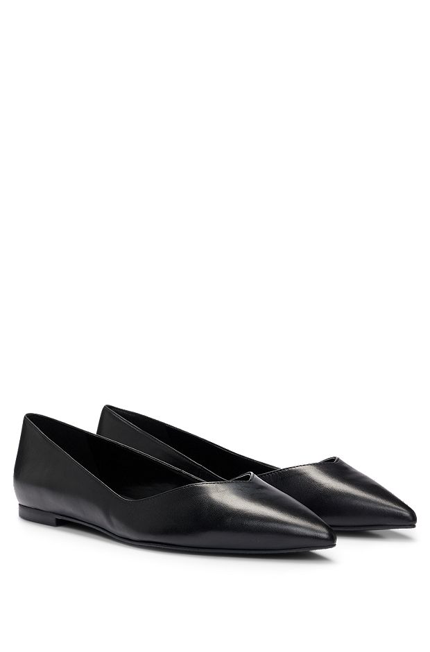Nappa-leather ballerina pumps with pointed toe , Black