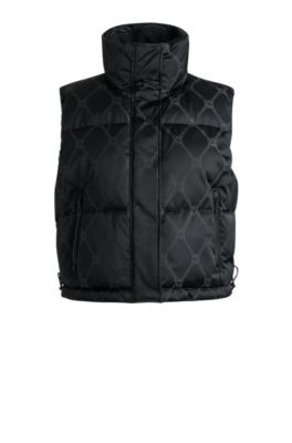 Water-repellent gilet with signature chain jacquard, Black