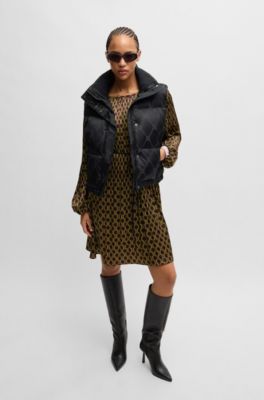 Water-repellent gilet with signature chain jacquard, Black