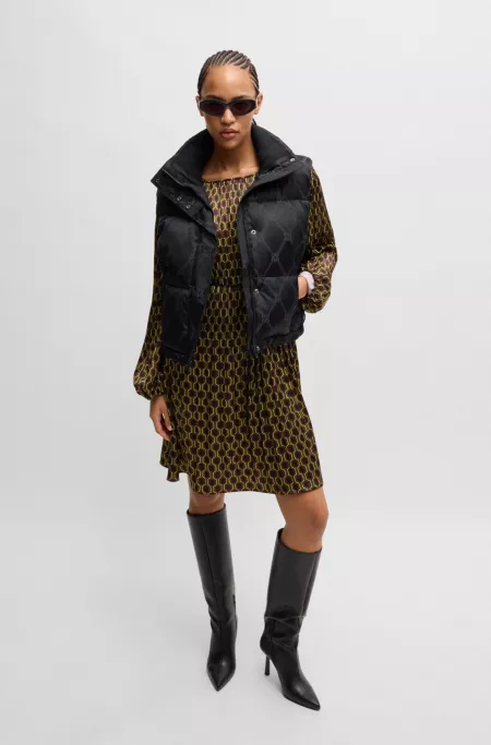 Doudoune sans manches déperlante avec chaîne jacquard emblématique