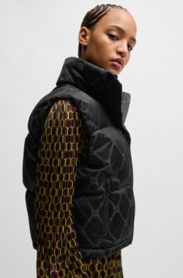 Water-repellent gilet with signature chain jacquard, Black