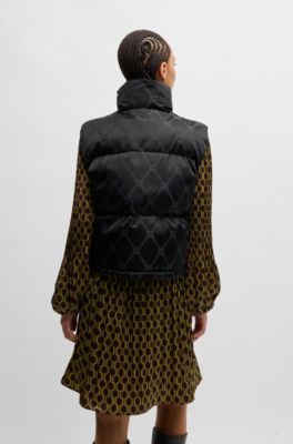 Water-repellent gilet with signature chain jacquard, Black
