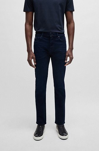Slim-fit jeans in dark-blue super-soft denim, Dark Blue