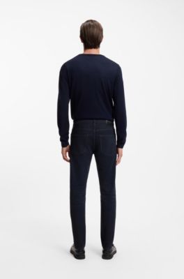 Slim-fit jeans in dark-blue stretch denim, Dark Blue