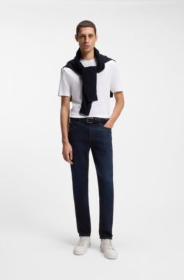 Maine-jeans med regular fit i m&oslash;rkebl&aring; denim, M&oslash;rkebl&aring;