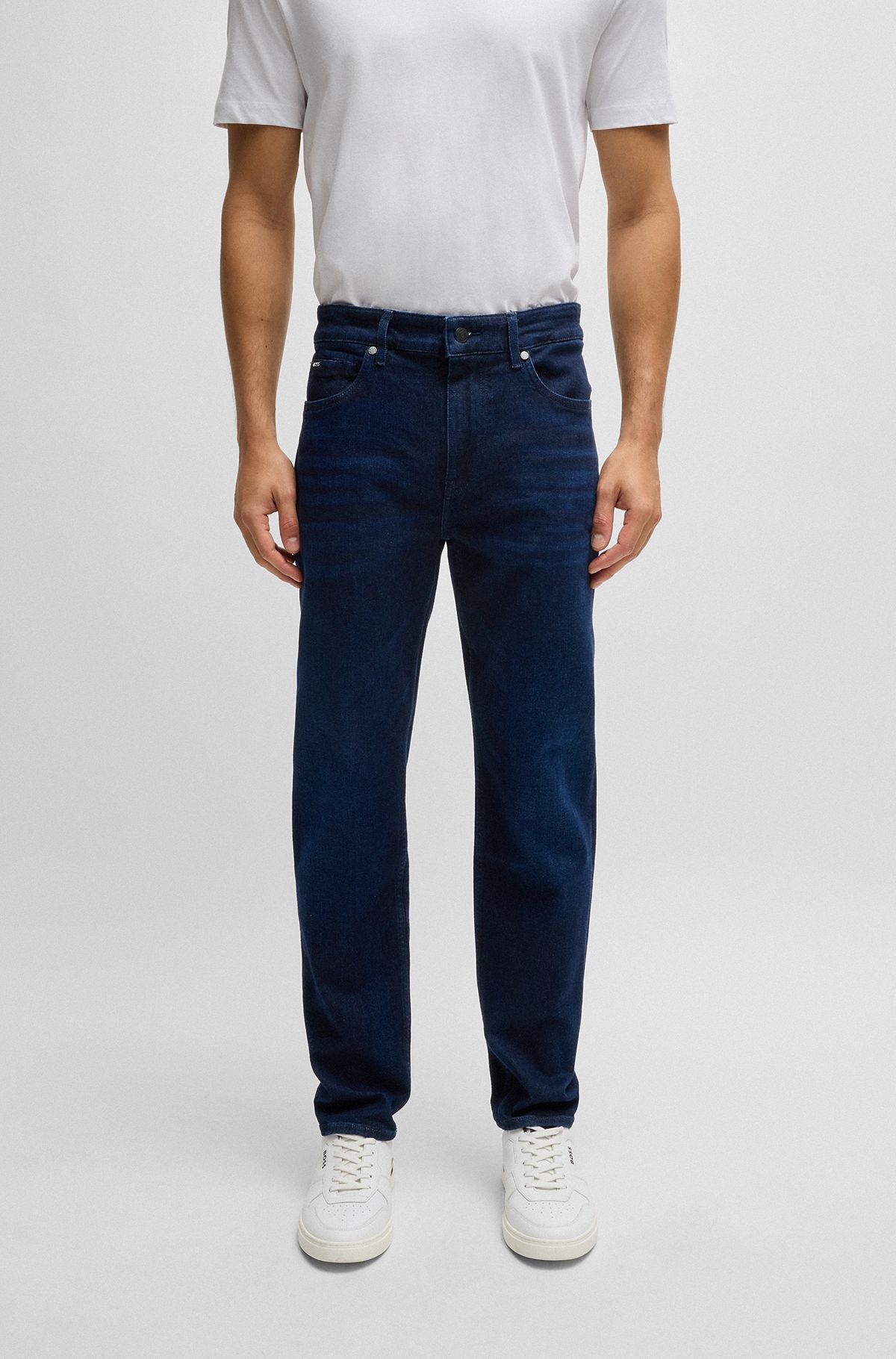 Regular-fit jeans in dark-blue super-soft denim, Dark Blue
