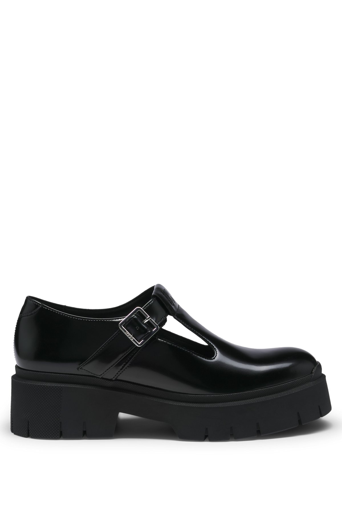 HUGO - Mary-Jane shoes in leather with stacked logo
