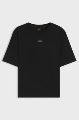 Oversized-fit cotton T-shirt with puff-print logo, Black
