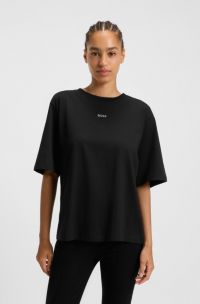 Cotton-jersey T-shirt with puff-print logo, Black