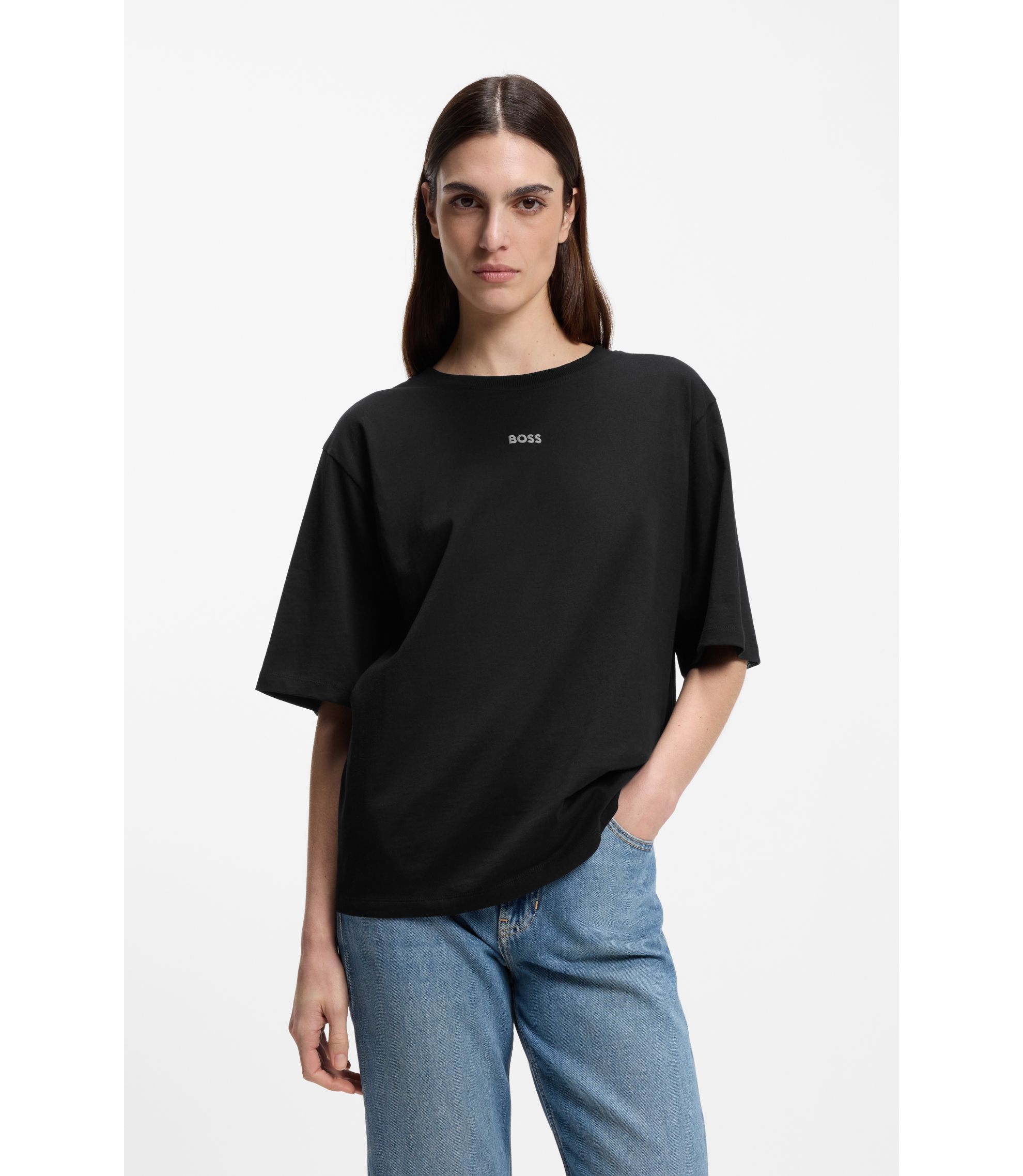 Oversized T-Shirt aus Baumwoll-Jersey mit Schaumdruck-Logo