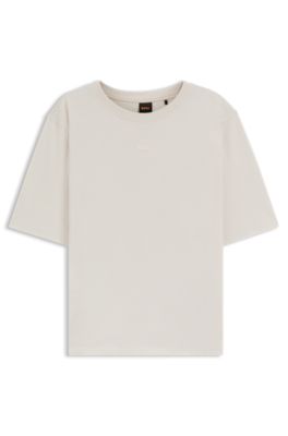 T-shirt oversize in cotone con logo a stampa puff, Colore neutro