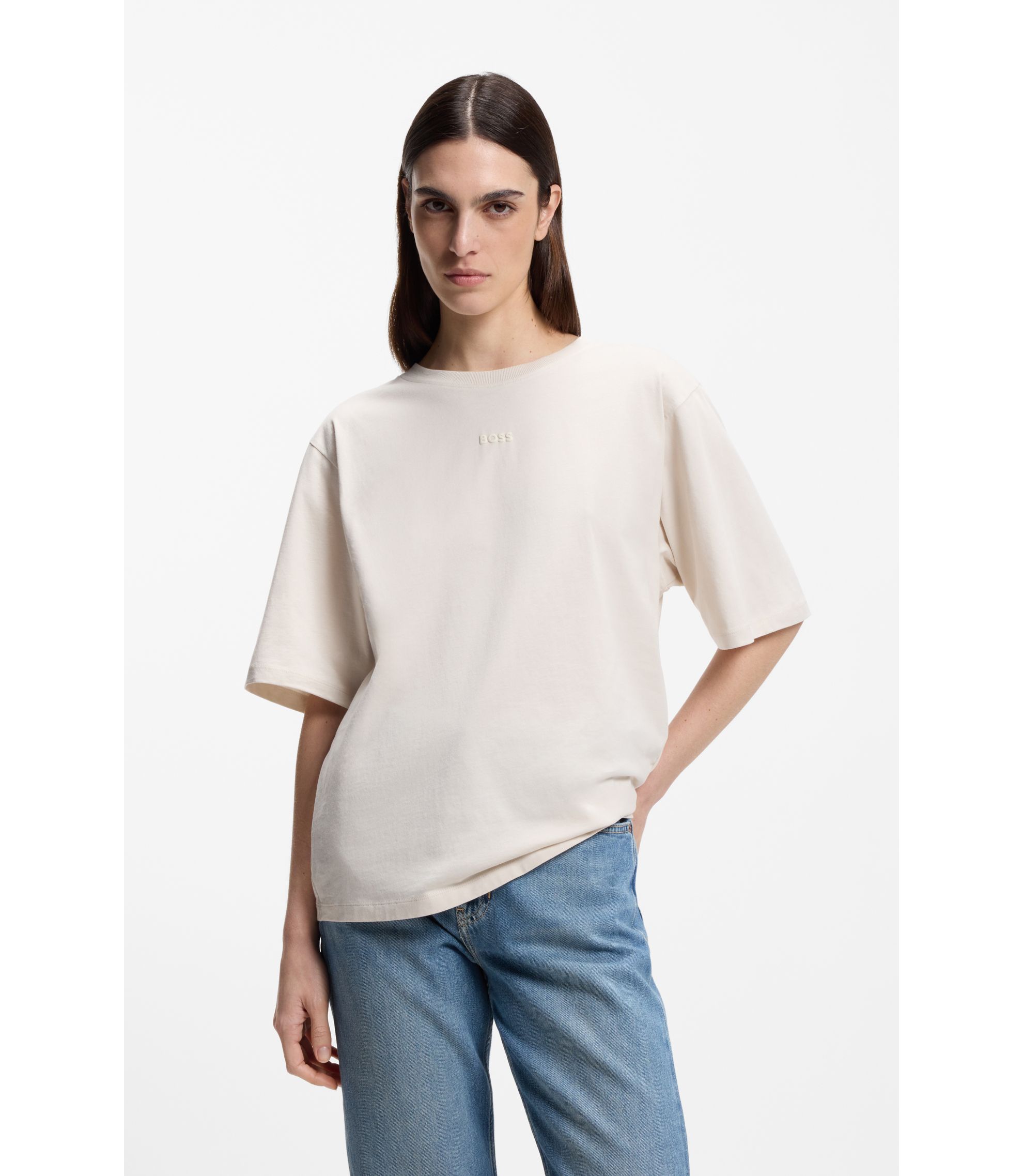 Oversized T-Shirt aus Baumwoll-Jersey mit Schaumdruck-Logo