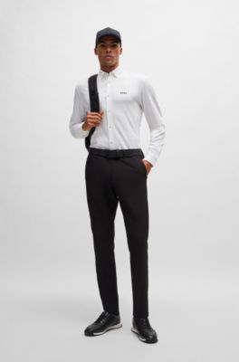 BOSS - Regular-fit shirt in knitted wrinkle-resistant cotton