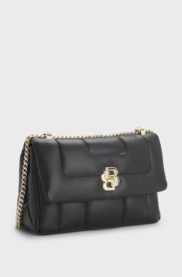 Quilted shoulder bag with Double B monogram hardware, Black