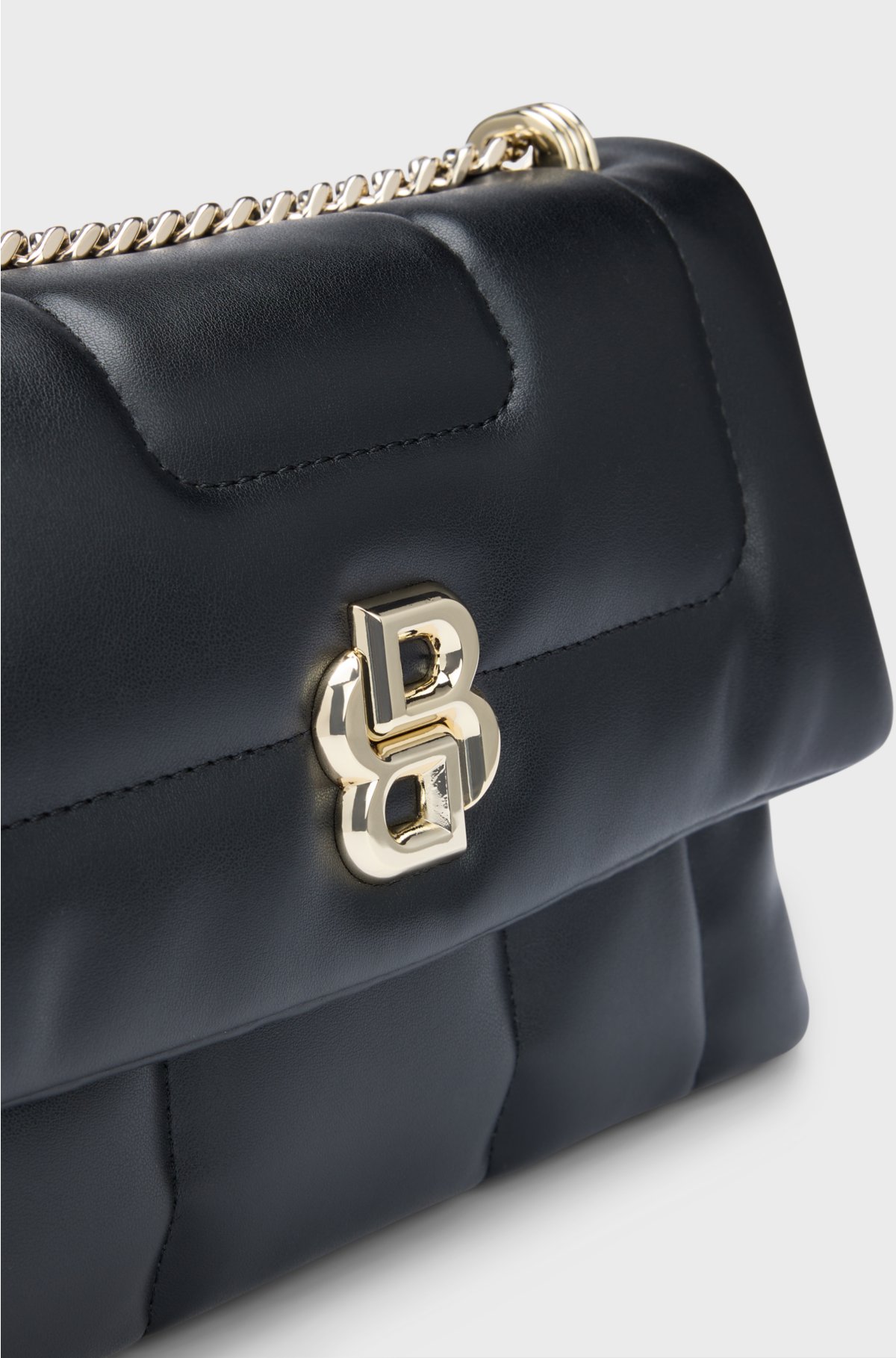 Quilted shoulder bag with Double B monogram hardware, Black