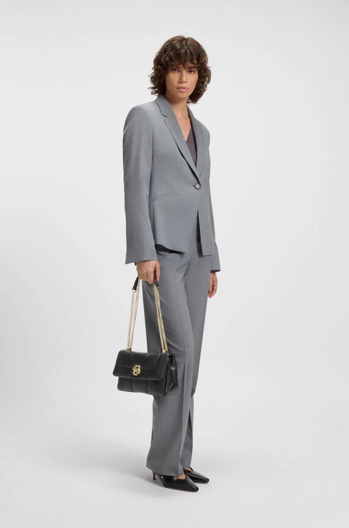 BOSS - Quilted shoulder bag with Double B monogram hardware BOSS - Quilted shoulder bag with Double B monogram hardware