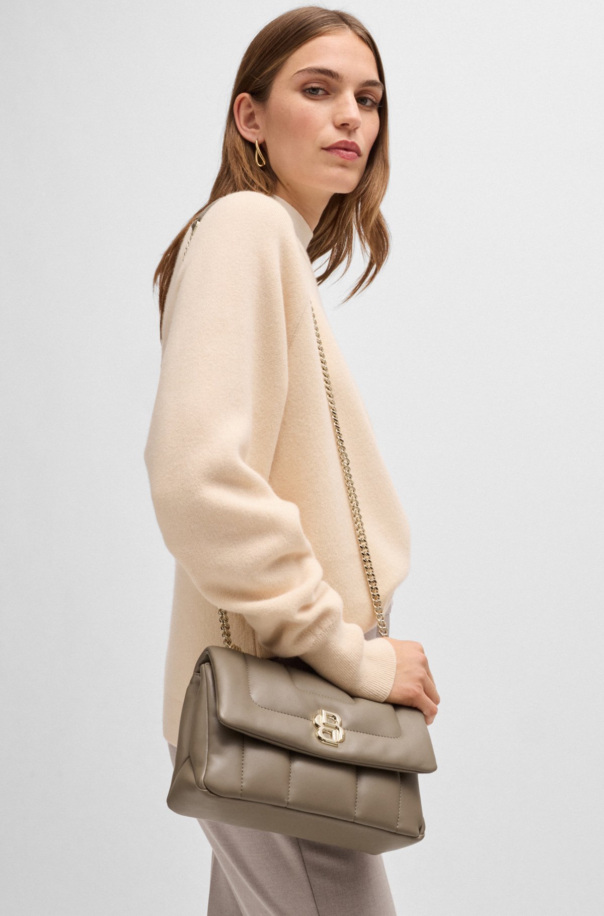 BOSS - Quilted shoulder bag with Double B monogram hardware BOSS - Quilted shoulder bag with Double B monogram hardware