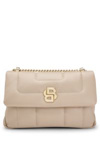 Quilted shoulder bag with Double B monogram hardware, Light Beige
