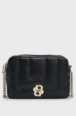 Quilted crossbody bag with Double B monogram hardware, Black