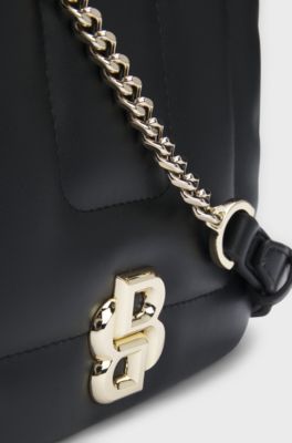 Quilted crossbody bag with Double B monogram hardware, Black