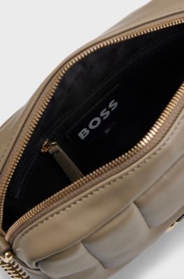 Quilted crossbody bag with Double B monogram hardware, Light Brown