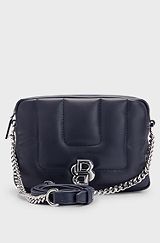 Quilted crossbody bag with Double B monogram hardware, Dark Blue