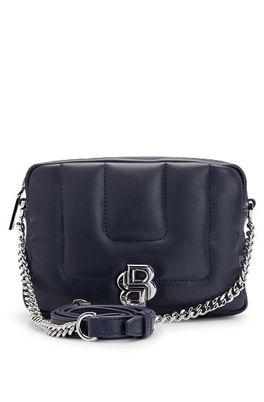 Quilted crossbody bag with Double B monogram hardware, Dark Blue