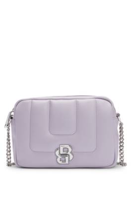 Hugo Boss Quilted Crossbody Bag With Double B Monogram Hardware In Purple