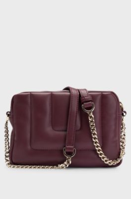 Quilted crossbody bag with Double B monogram hardware, Dark Red