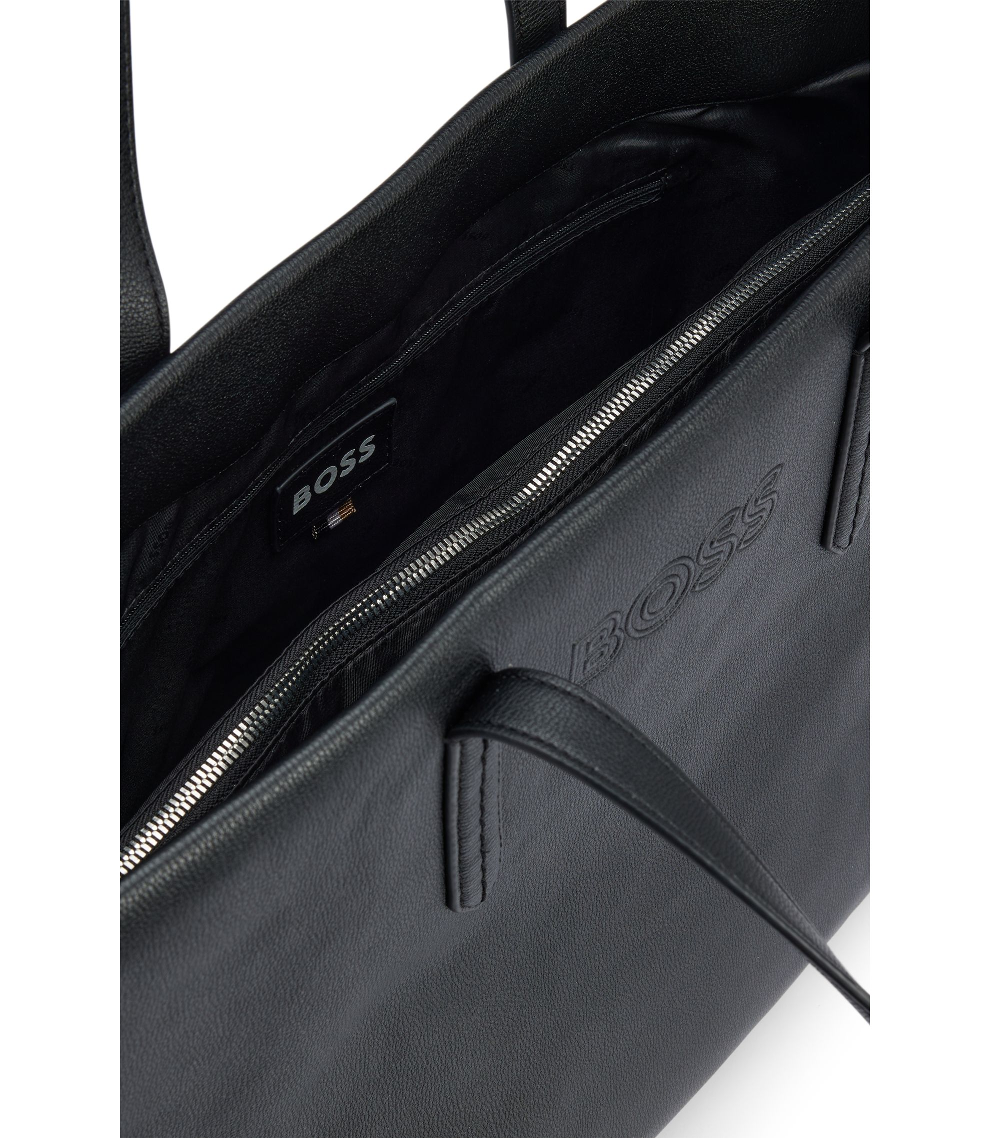 HUGO BOSS レザートートバッグ HUGO BOSS ヒューゴボス パスケース付き レザー トートバッグ