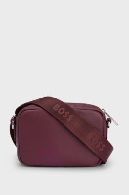 Crossbody bag in faux leather with detachable pouch, Dark Red