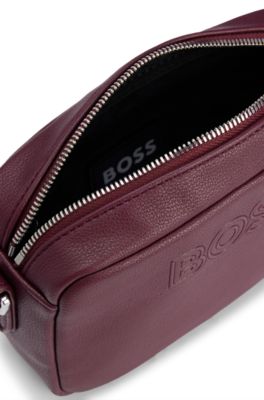 Crossbody bag in faux leather with detachable pouch, Dark Red