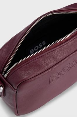 Crossbody bag in faux leather with detachable pouch, Dark Red