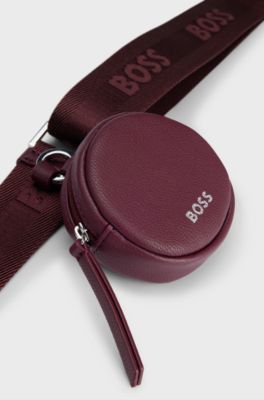 Crossbody bag in faux leather with detachable pouch, Dark Red