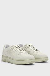 Mixed-material trainers with suede and honeycomb ripstop, Light Beige