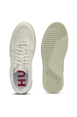 Mixed-material trainers with suede and honeycomb ripstop, Light Beige