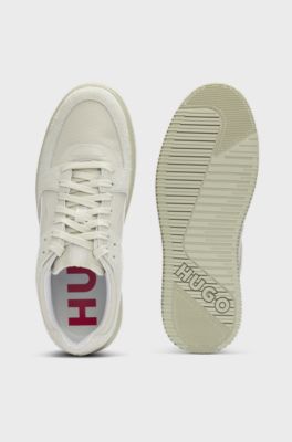 Mixed-material trainers with suede and honeycomb ripstop, Light Beige