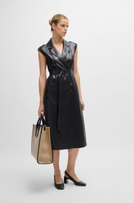BOSS - フェイクレザー トートバッグ シグネチャーディテール - ベージュ