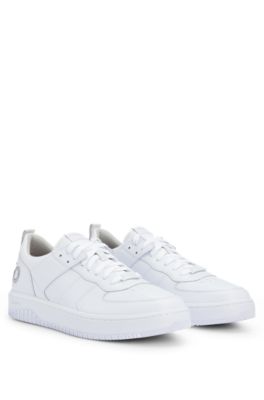 Basketball-inspired lace-up trainers with bubble branding, White