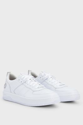 Basketball-inspired lace-up trainers with bubble branding, White